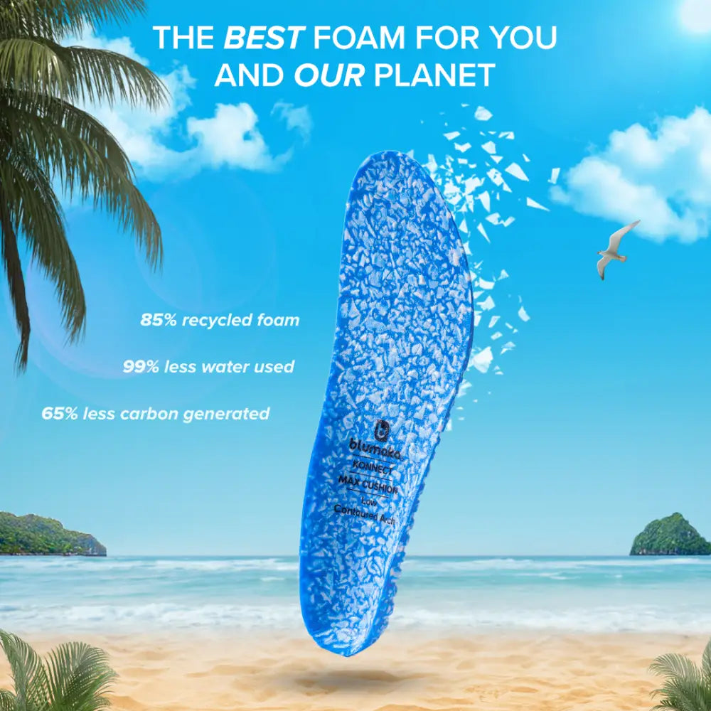 Blue translucent Blumaza insole for minimalist footwear, speckled texture