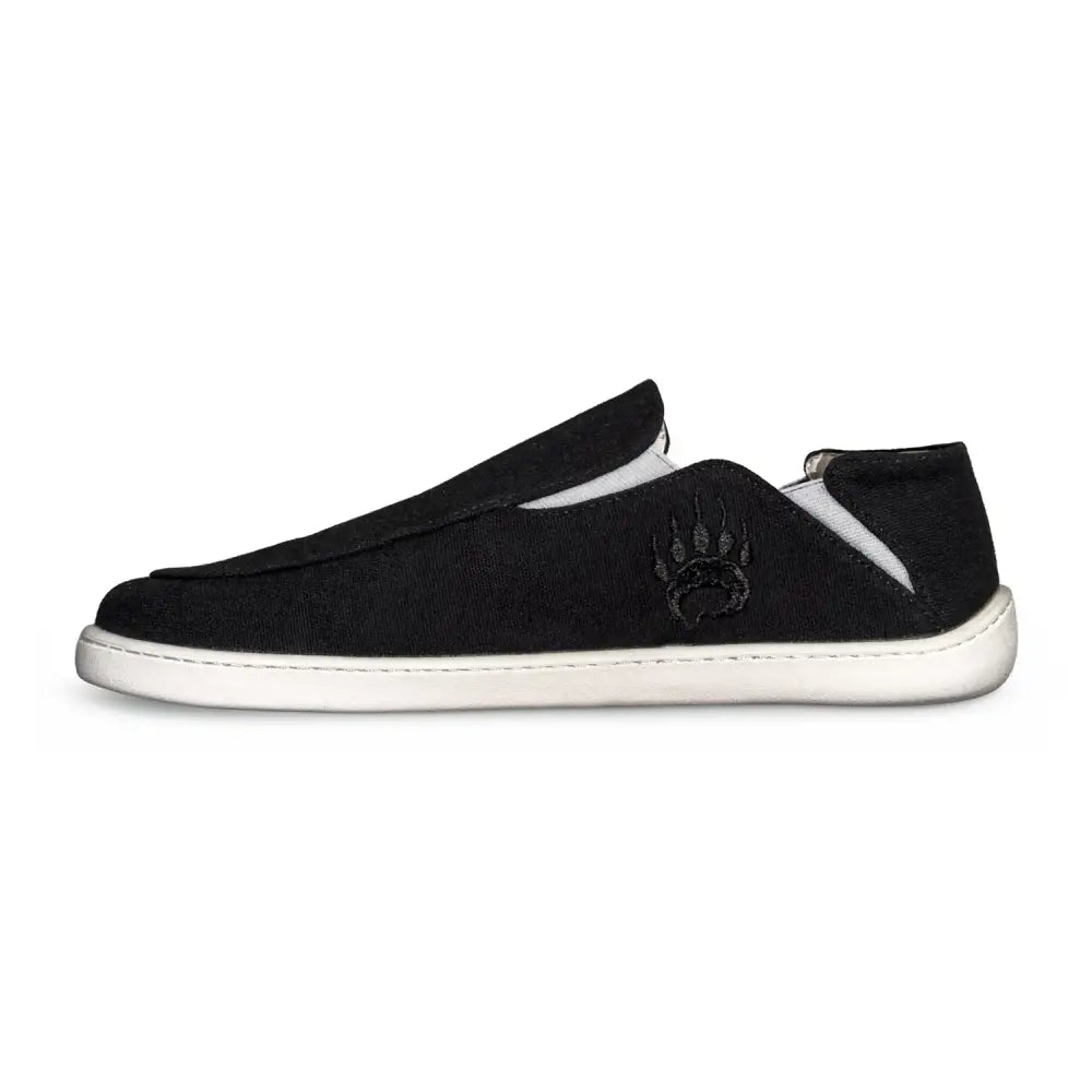 Oso CG2 black barefoot slip-on shoe with white sole and bear paw design