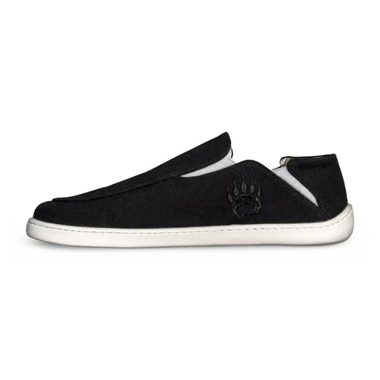 Oso CG2 black barefoot slip-on shoe with white sole and bear paw design