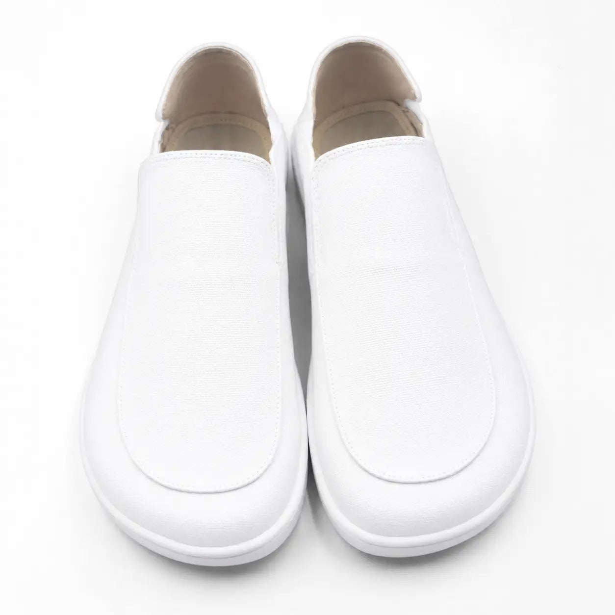 White leather barefoot slip-on shoe oso cg2 white with minimalist design and wide toe box rounded toe