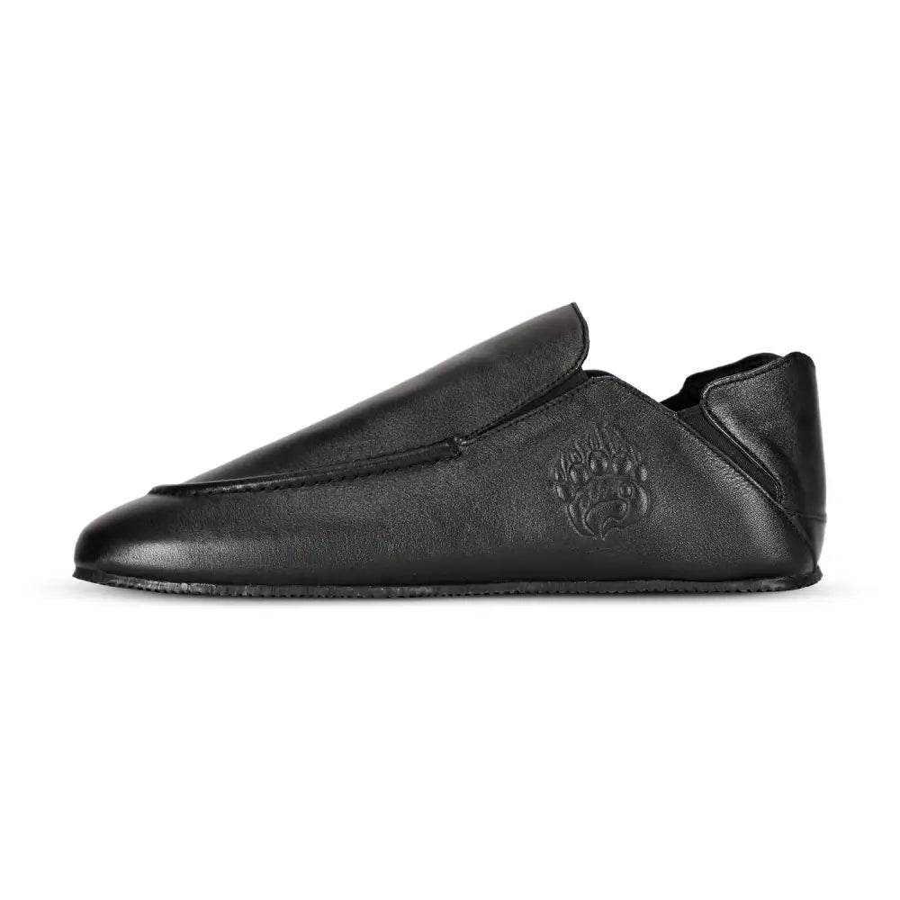 Ozo - Noir black mestizo leather slip-on shoe with embossed toe