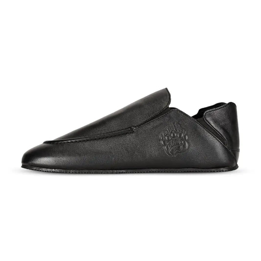 Ozo - Noir black mestizo leather slip-on shoe with embossed toe