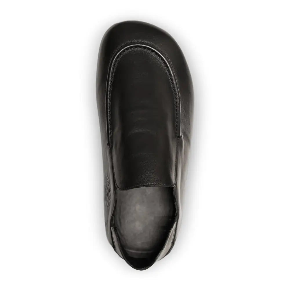 Ozo Noir black mestizo leather slip-on shoe with zero-drop sole