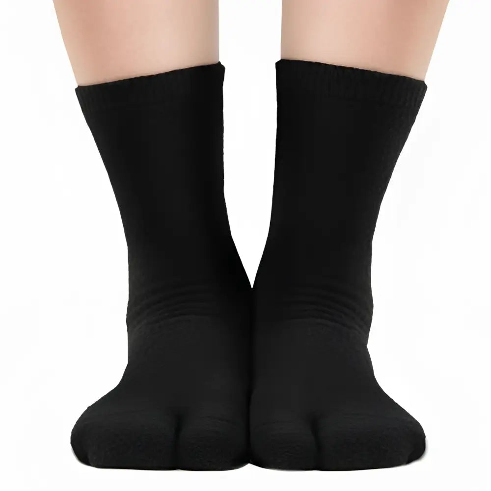 Black Polar Feet fleece tabi socks with ribbed cuff and textured knit