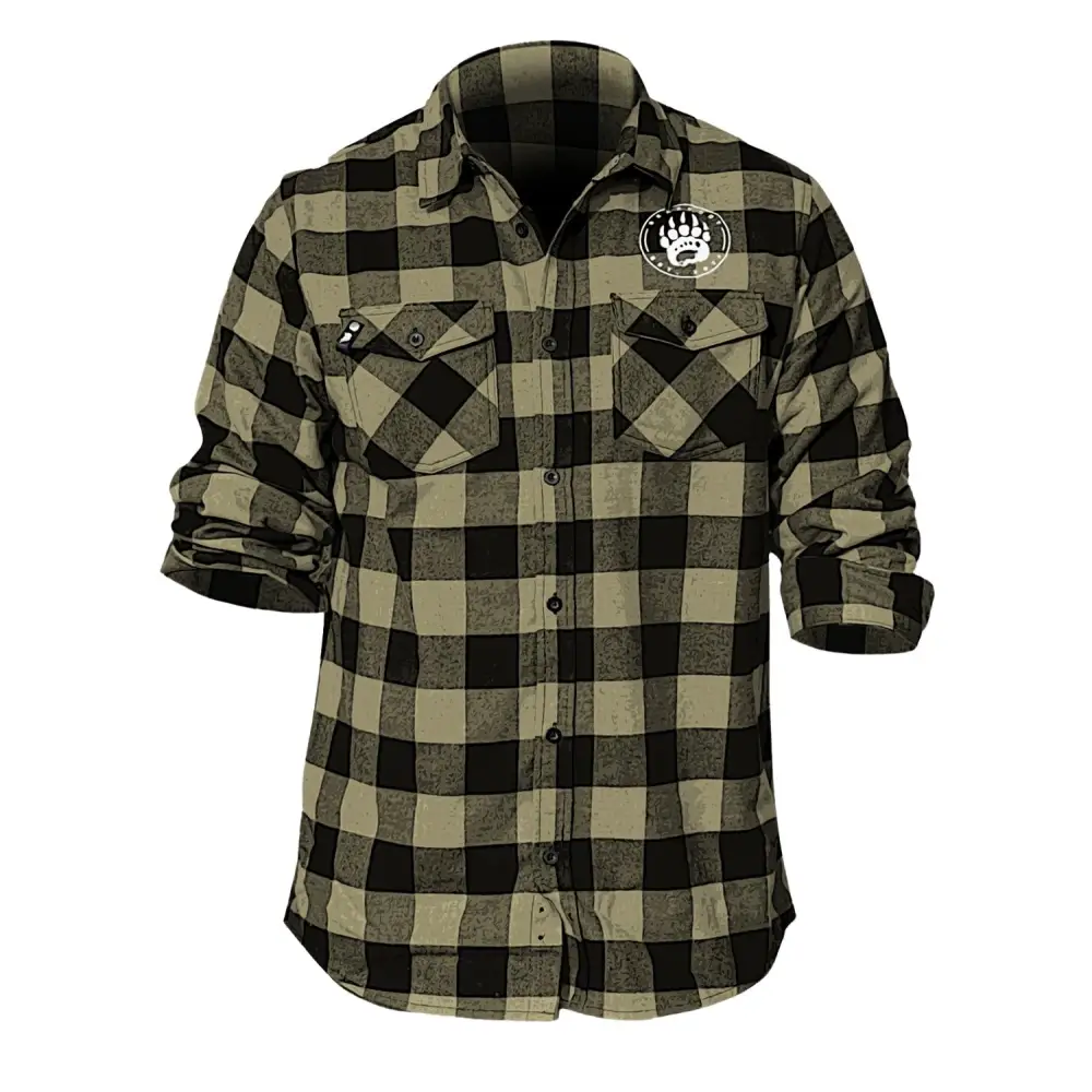 Premium Flannel boasts superior softness in black olive green plaid shirt