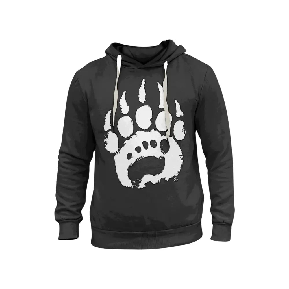 Premium Black Bear Paw Print Hoodie in Soft Ring-Spun Cotton