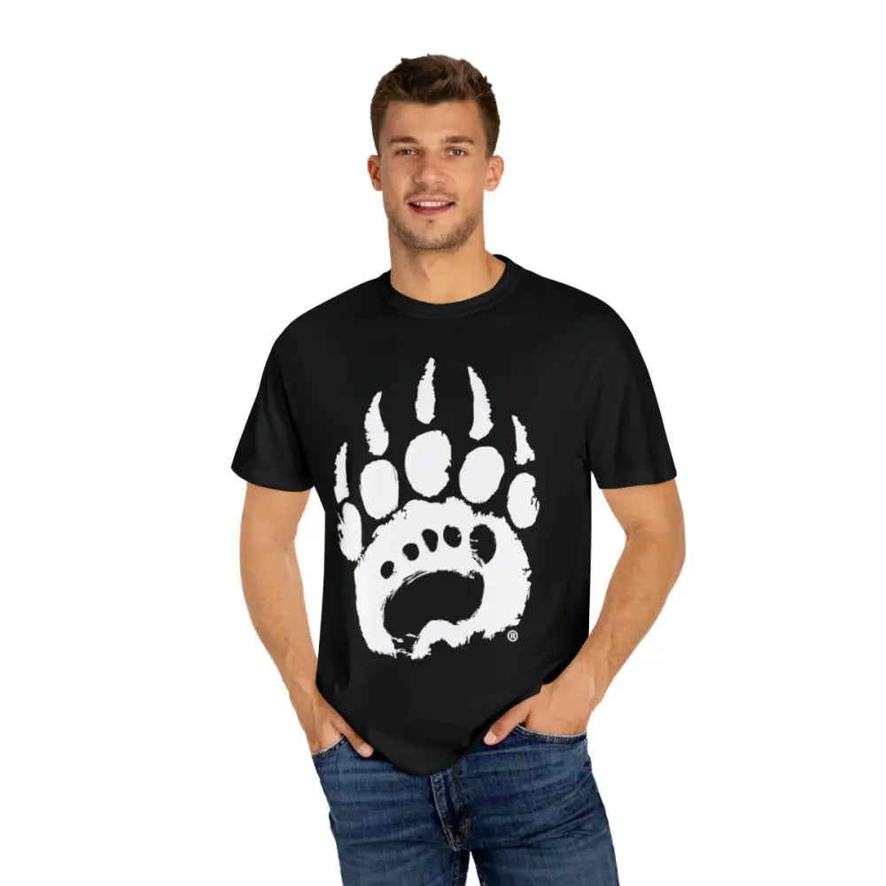 Premium black bear paw print t-shirt in soft ring-spun cotton