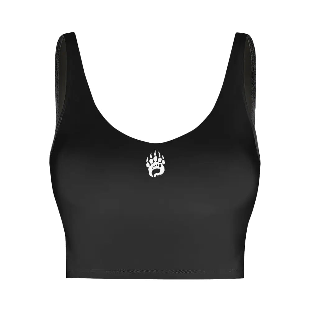 Black bear paw print sports bra with removable chest pad