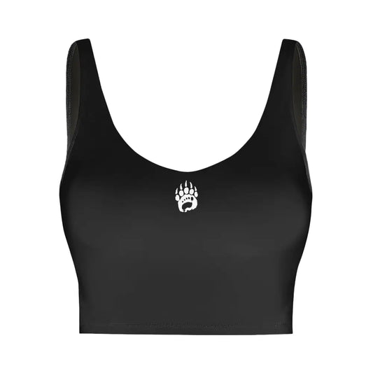 Black bear paw print sports bra with removable chest pad