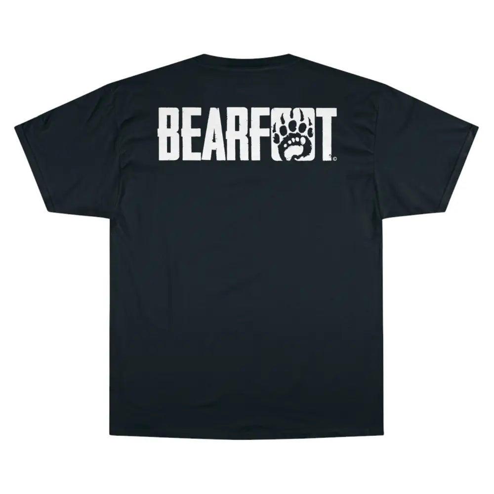 Oversized black barefoot t-shirt with white logo and paw print