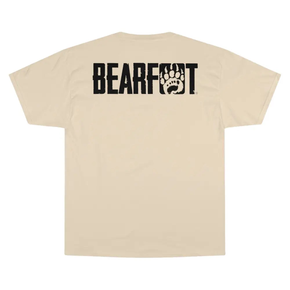Oversized Bearfoot T-Shirt with minimalist footwear logo on cream background