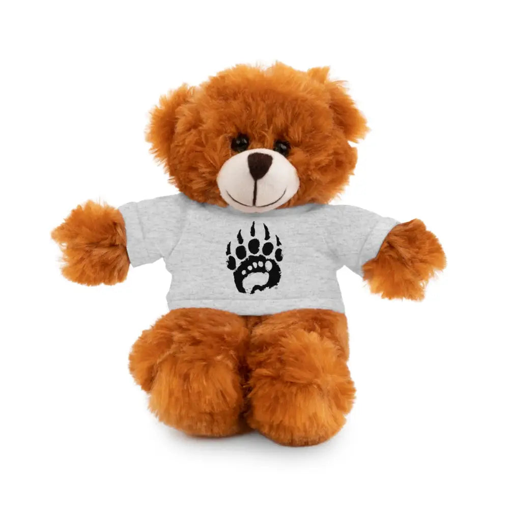 Teddy Bearfoot plush brown bear in polyester blend t-shirt with paw print