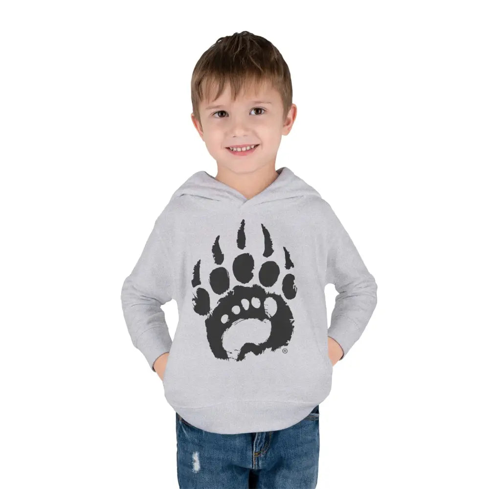 Gray bear paw toddler hoodie in polyester medium fabric with distressed design