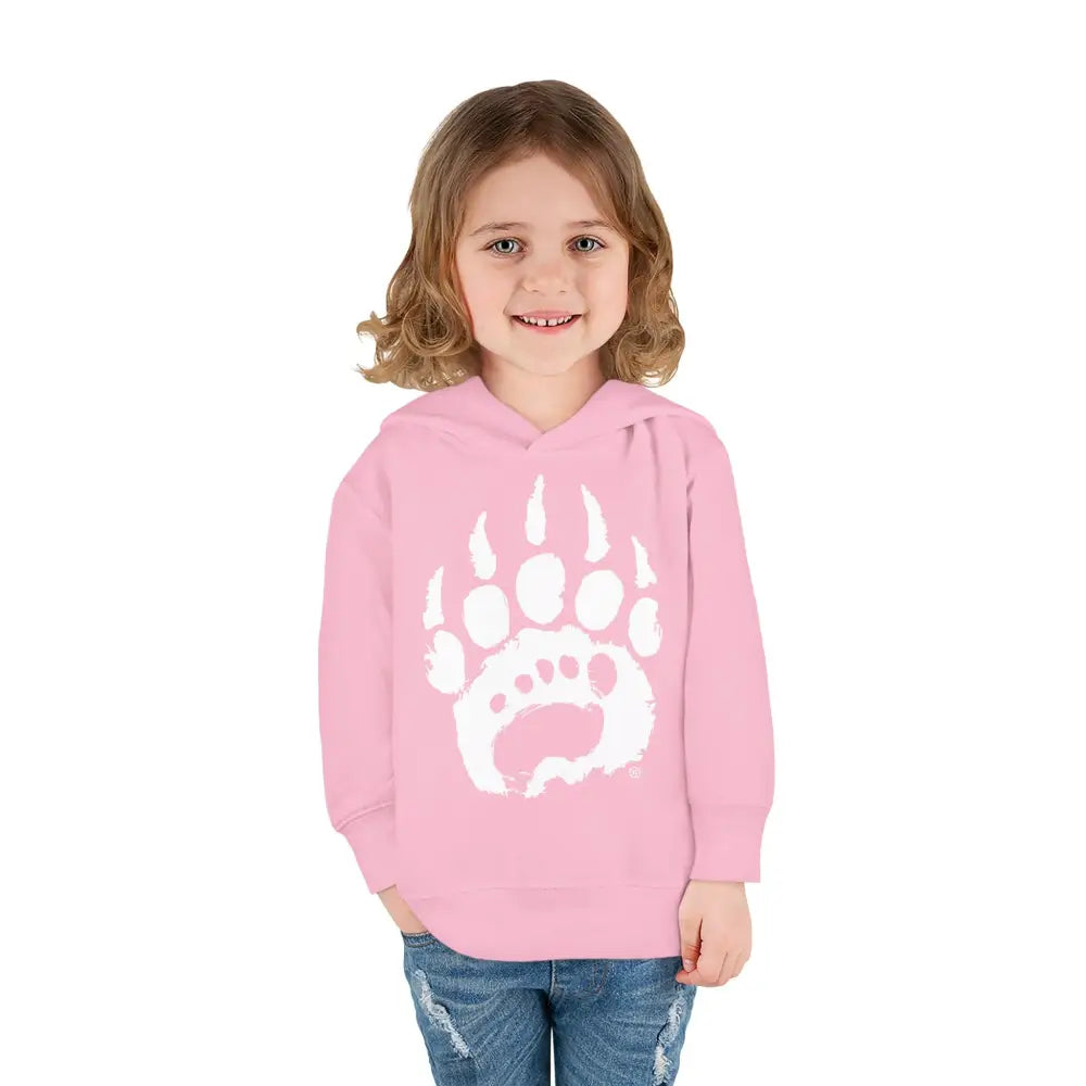 Pink Toddler Hoodie with Bear Paw Print, Polyester Medium Fabric
