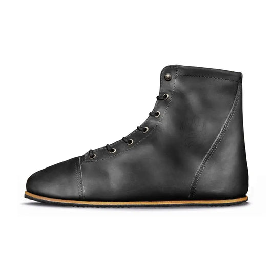 Ursidae-Patriot Dark Horse lightweight barefoot boot in black leather