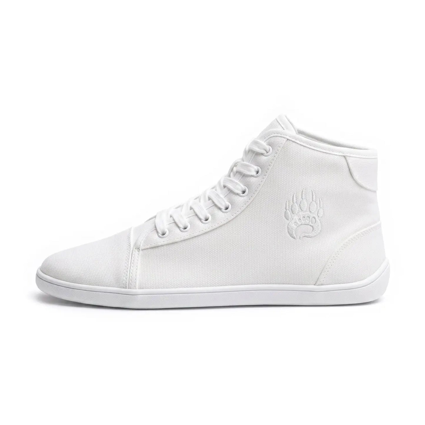 Ursus chtg2 arctic white high-top sneaker with canvas upper, embossed paw print logo, minimalist design ensures durability