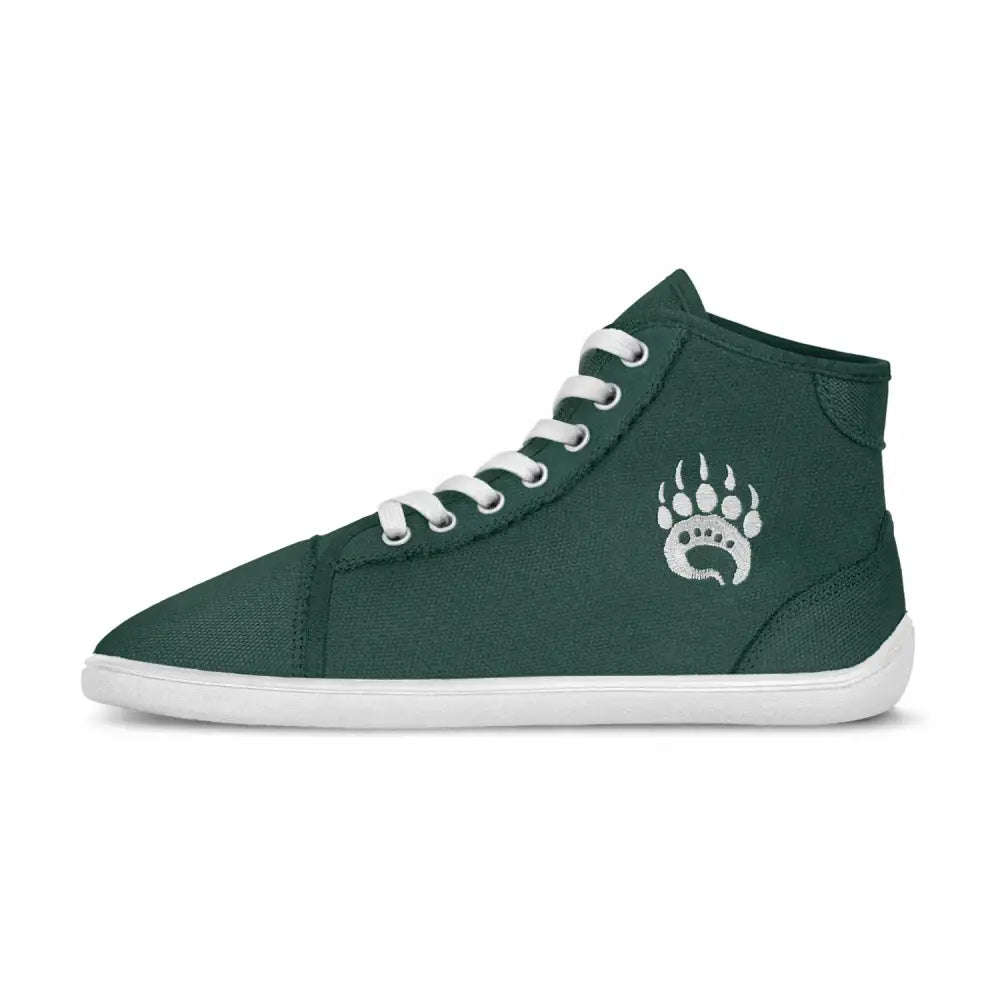 Ursus CHTG2 varsity green barefoot shoe dark green high-top with bear paw