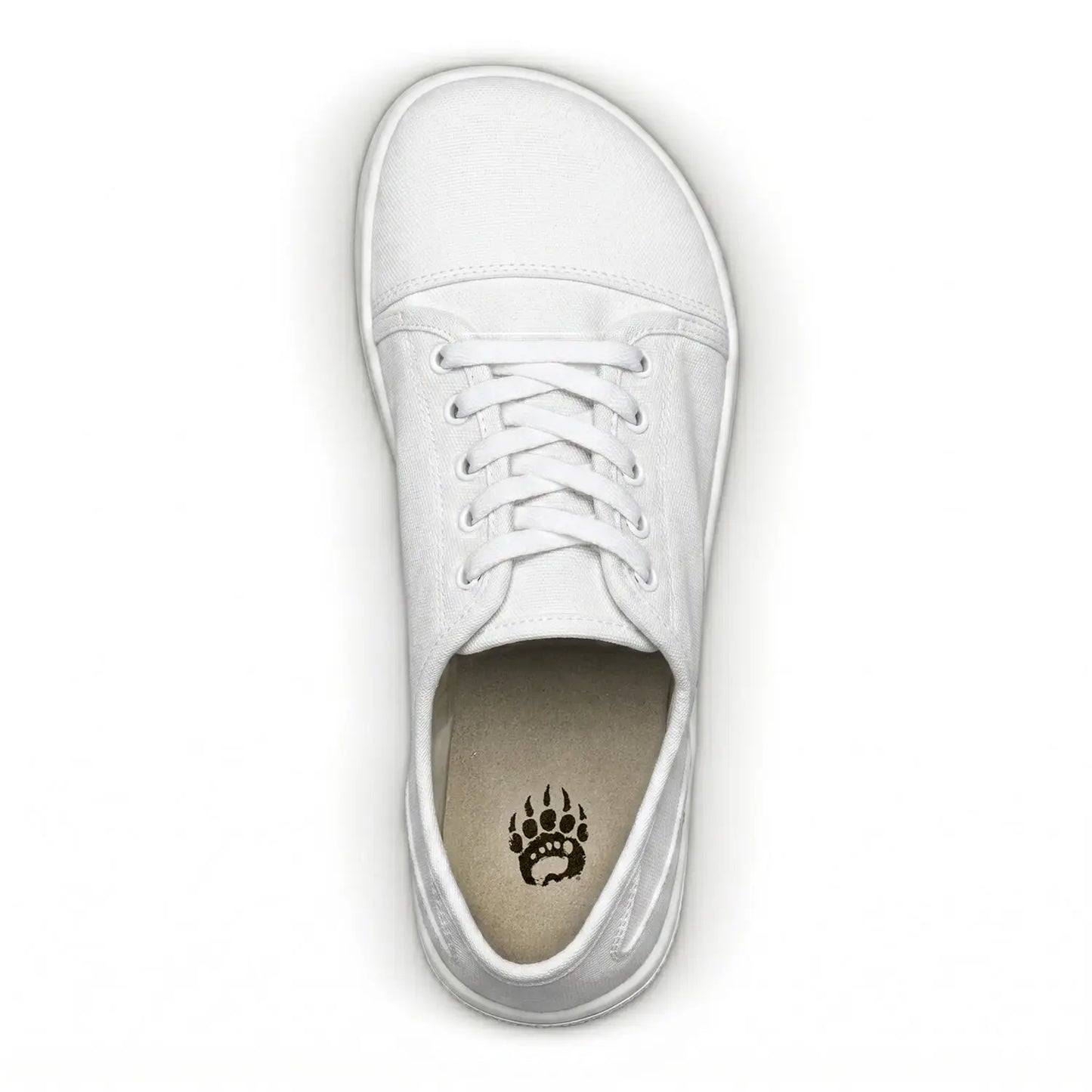 Ursus cltg2 arctic white canvas barefoot shoe with white laces and black paw print logo for strength training