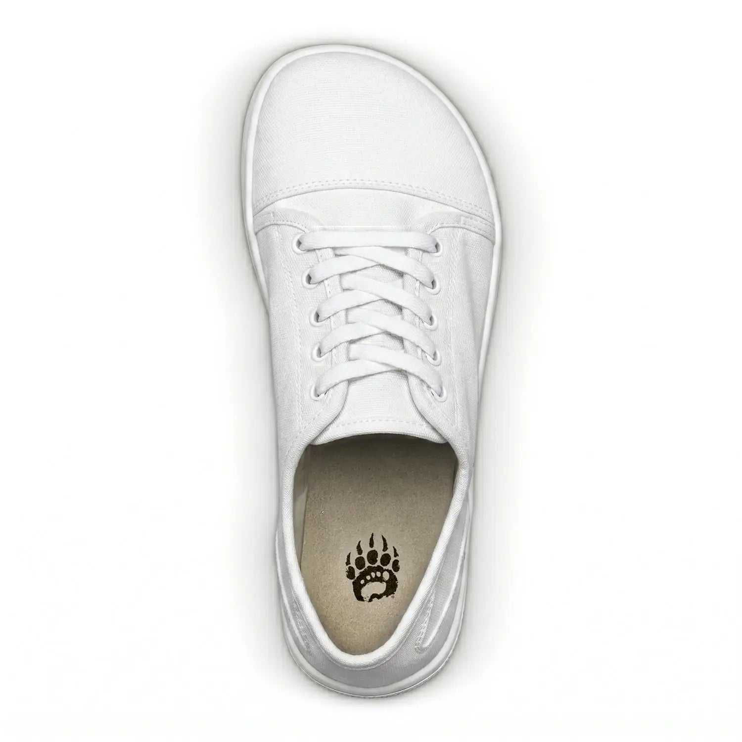 Ursus cltg2 arctic white canvas barefoot shoe with white laces and black paw print logo for strength training