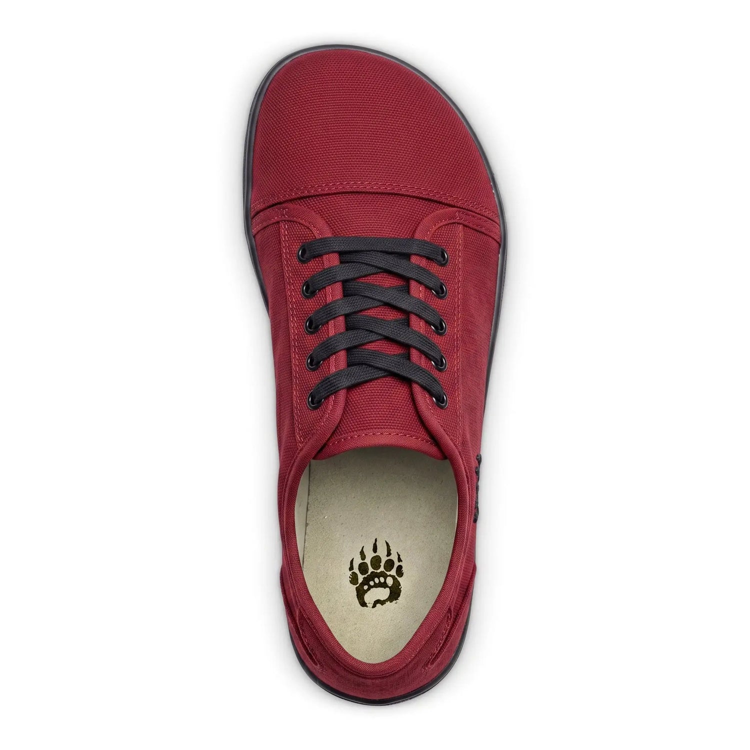 Red canvas ursus cltg2 low-top sneaker blood moon with black laces dark rubber sole and wide toe box