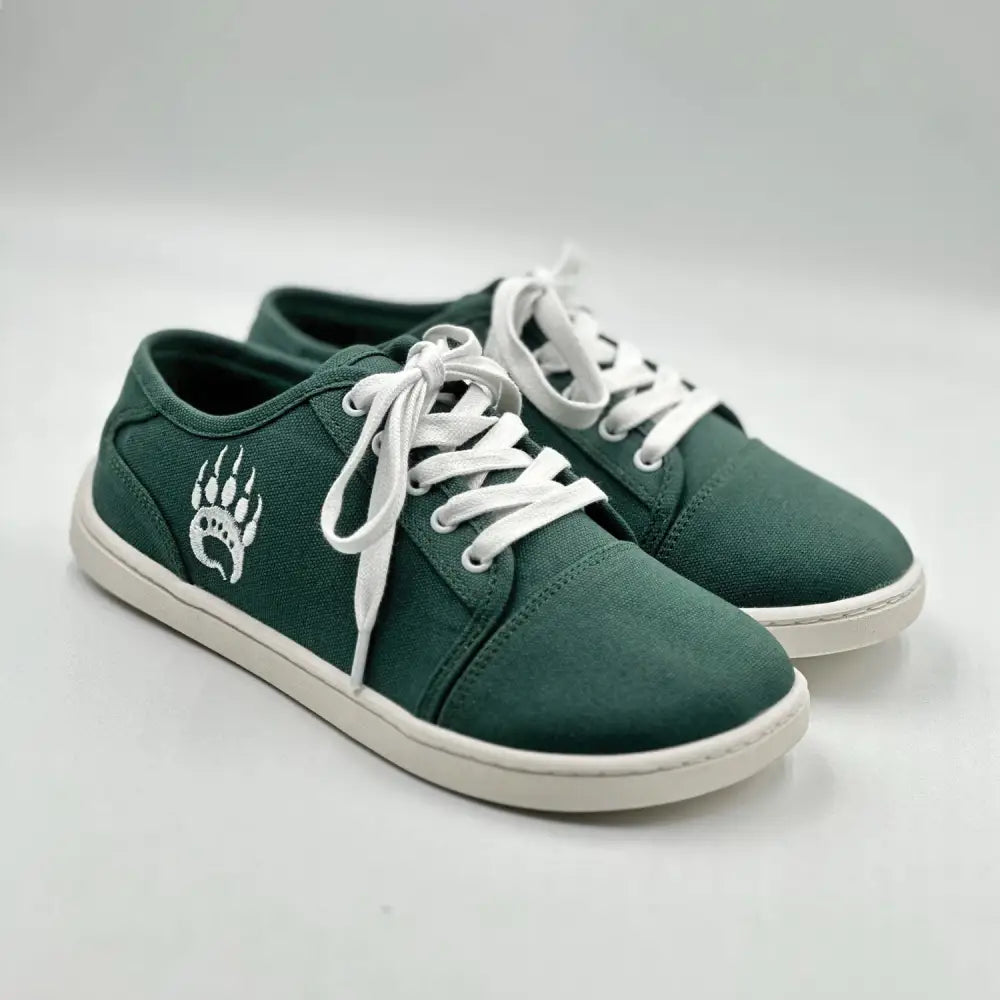 Ursus CLTG2 varsity green barefoot shoe with white laces and paw print