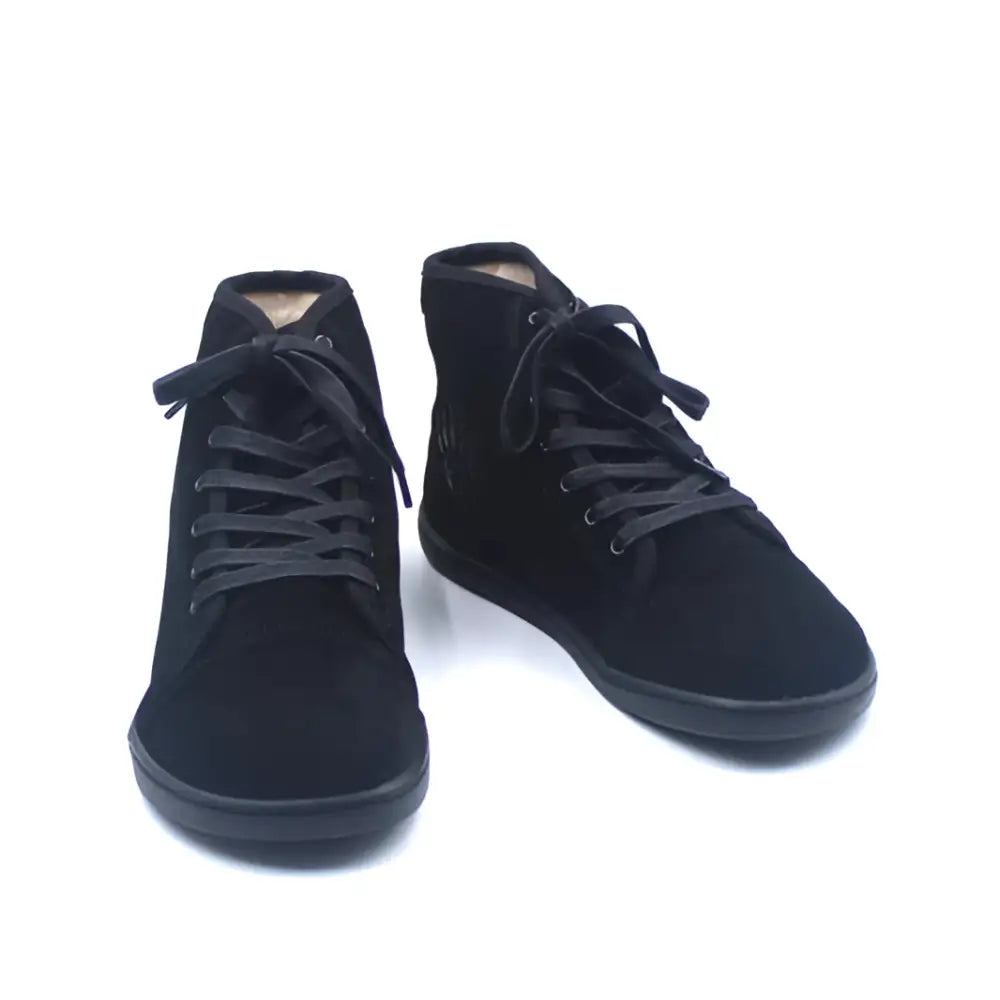 Ursus SHTG2 black suede high-top barefoot sneakers for natural movement